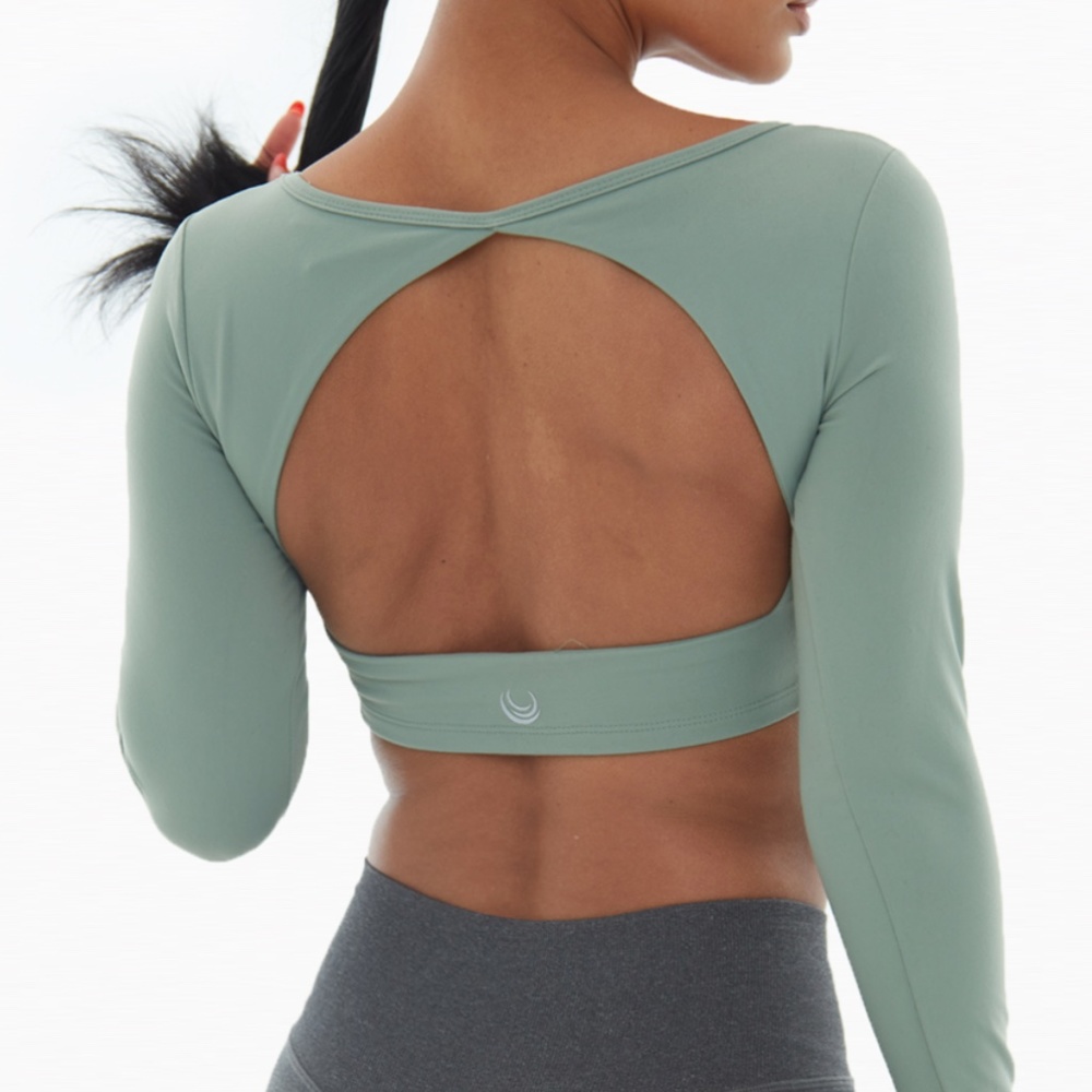 Lazuli Label Small Green Open Back Cropped Top